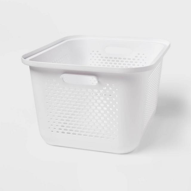 Large Decorative Plastic Bin With Cutout Handles - Brightroom