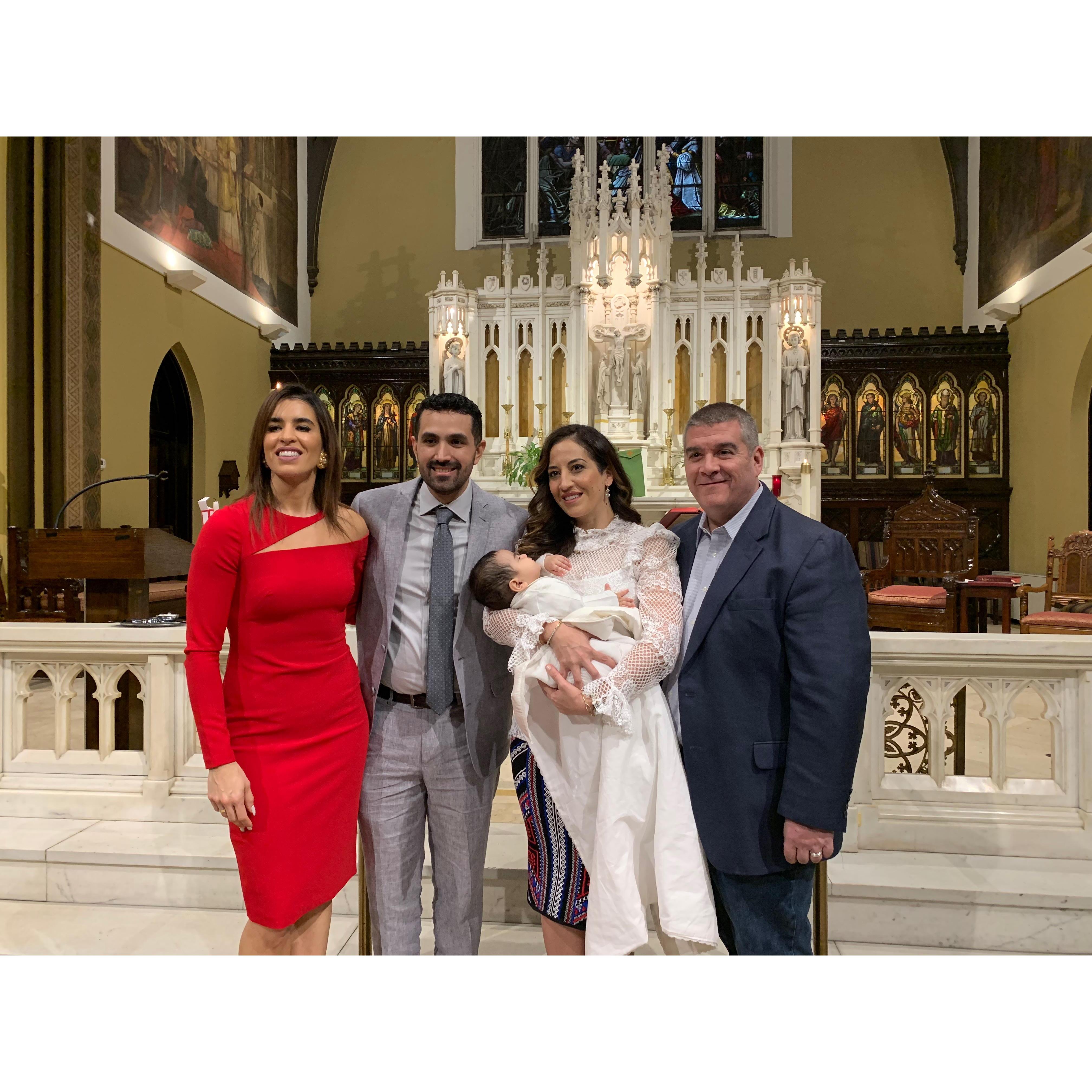 Leo's baptism with his godparents