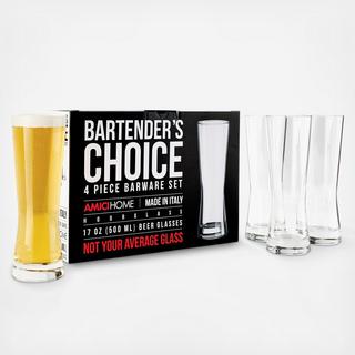 Bartender's Choice Beer Lager Glass, Set of 4
