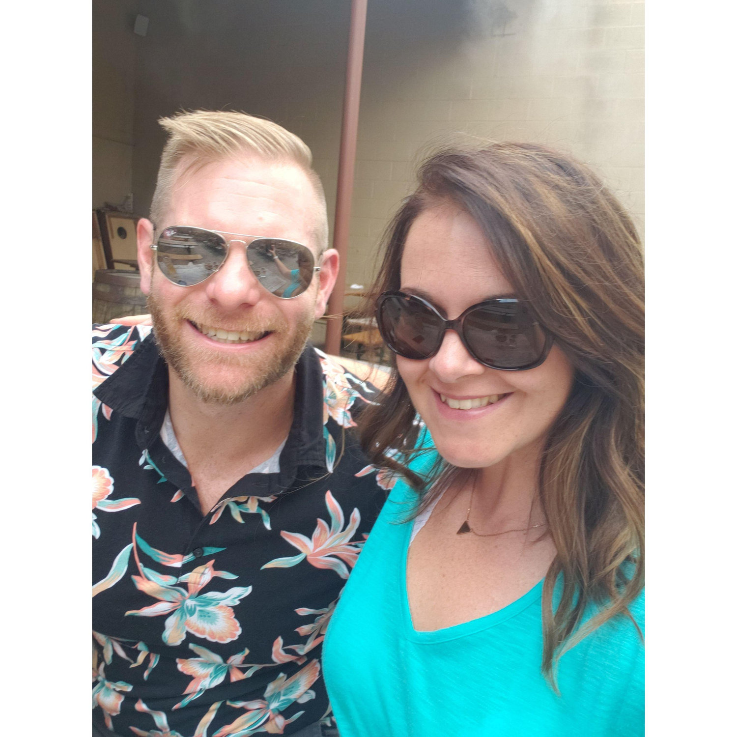Aug 2019 - after the race we cleaned up and went out for a celebratory lunch on a patio.