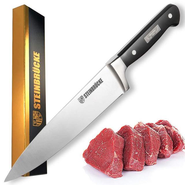 STEINBRÜCKE 10 inch Chef Knife, Pro Kitchen Knife Forged from German Stainless Steel 5Cr15Mov (HRC58), Full Tang, Ultra-sharp Classic Cooks Knife with Ergonomic Handle for Home Kitchen Restaurant