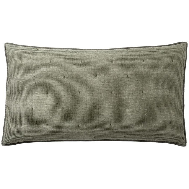 European Flax Linen Waffle Quilted Sham, Loden, King, Set of 2
