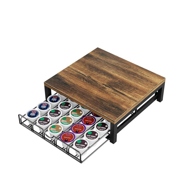 Dazioter Coffee Pod Holder Drawer 1 Tier for K Cup Capsule Pods Storage Organizer Under Coffee Pot Storage Sliding Drawer (Black, 1 Tier)
