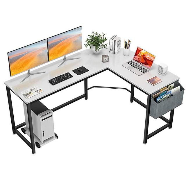 Homfio L Shaped Desk 58’’ Computer Corner Desk Gaming Desk PC Table Writing Desk Large L Study Desk Home Office Workstation Modern Simple Multi-Usage Desk with Storage Bag Space-Saving Wooden Table