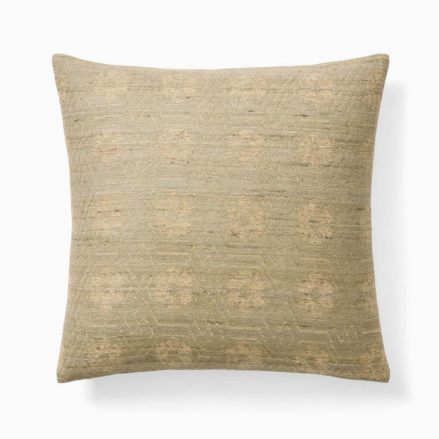 Diffused Woven Floral Pillow Cover, 20"x20", Cedar Green