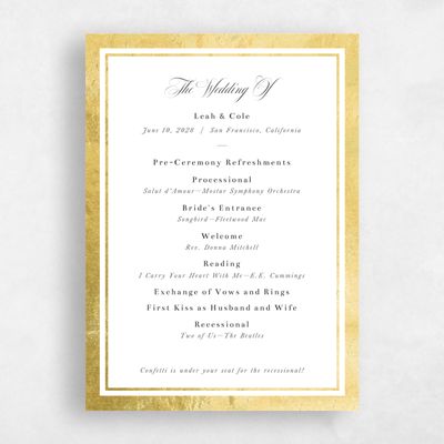 White Wedding Program - Essex Foil