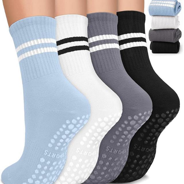 BLONGW Pilates Socks with Grips for Women, Non-Slip Yoga Athletic Socks for Barre Barefoot Workout Hospital