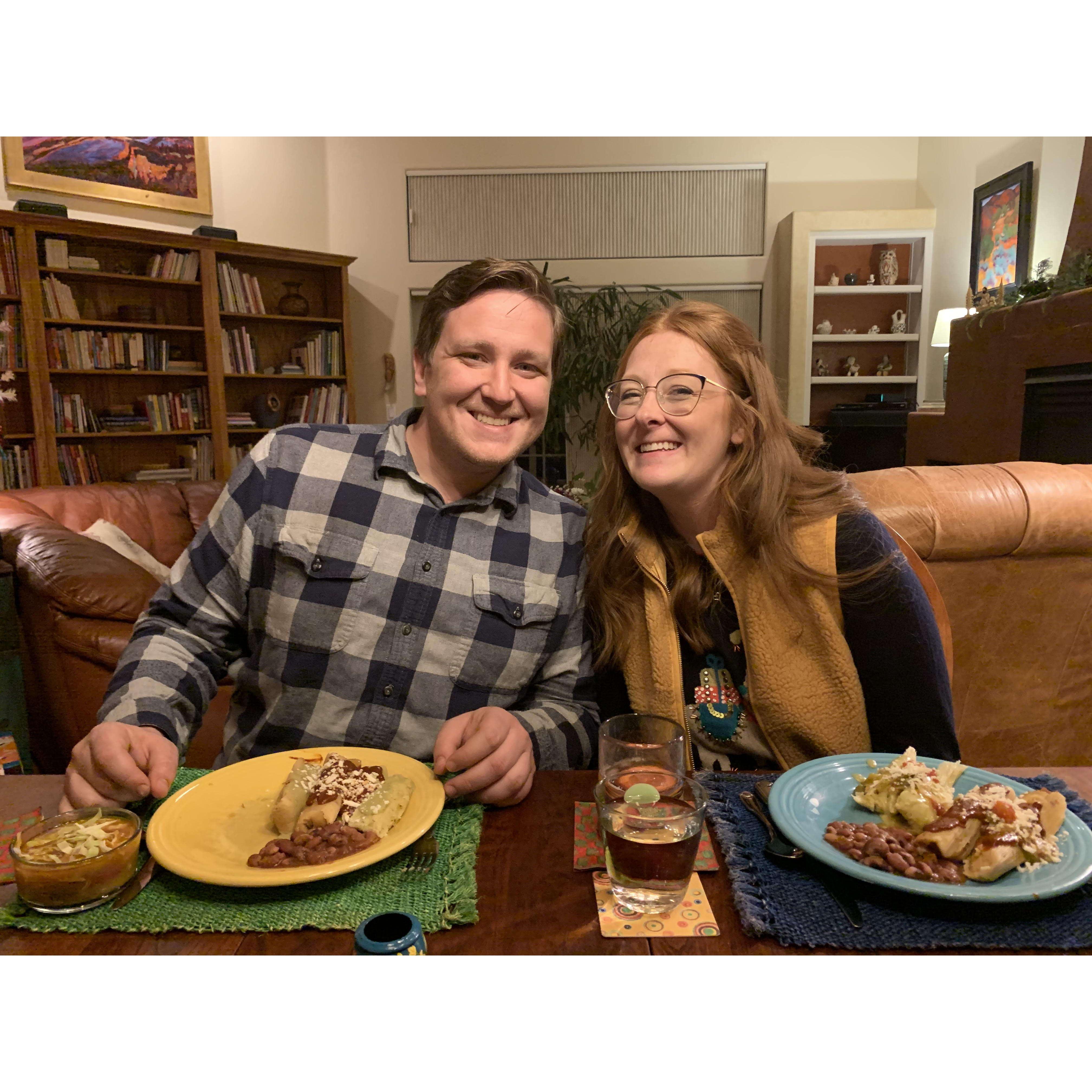 A long-standing family tradition- Tamale night with Erin's Aunt, Uncle and cousins