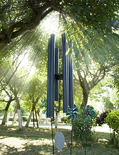 Afirst 66" Black Big Metal Wind Chimes, Wind Chimes Outdoor Deep Tone with 6 Metal Tubes, Memorial Wind Chimes for Patio Balcony Garden Home Decor