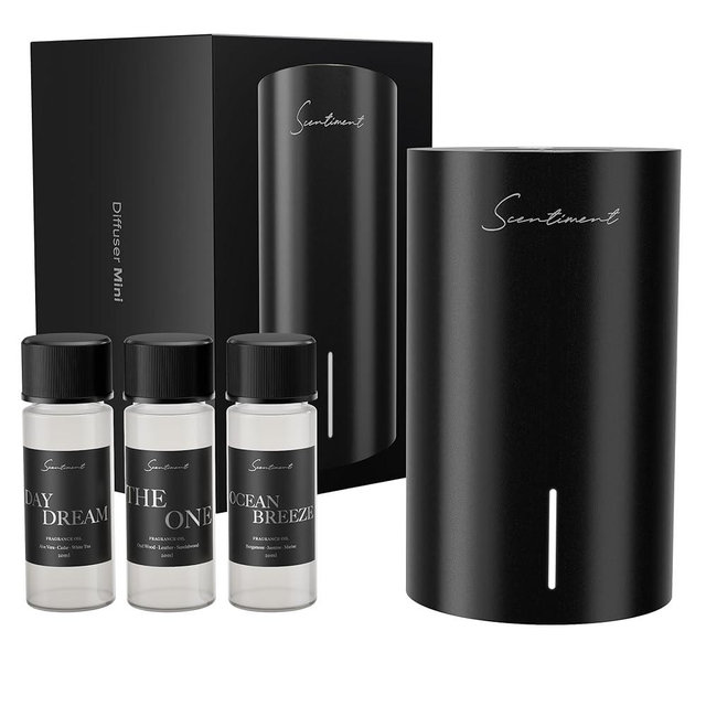 Scentiment Mini V2 LE Diffuser Discovery Kit Limited Edition – Smart Portable Cold-Air Diffuser with Wi-Fi & Touch Controls, Long Battery Life – Includes 3 Luxury Oils (20ml) - Black