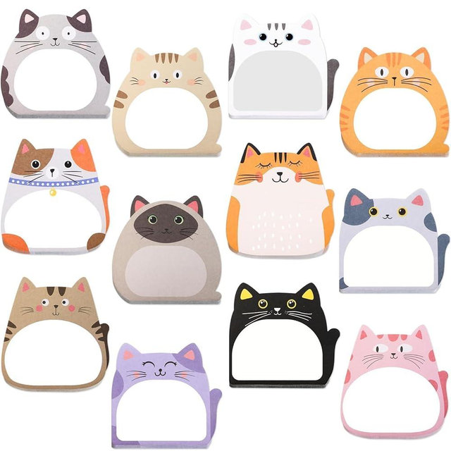 Fancy Land 24 Pads Cute Sticky Notes Animal Sticky Notes for Teachers Classrooms 720 Sheets Memo Pads Teacher Appreciation Nurse End of Year Graduation Gift Home Office School Supplies Cat