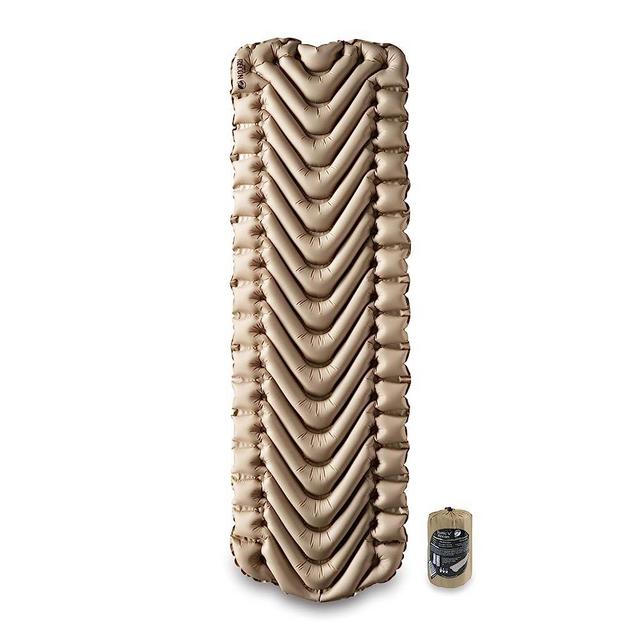 Klymit Static V Inflatable Sleeping Pad for Camping, Lightweight Hiking and Backpacking Air Bed, 3 Inch Thick, Coyote Sand