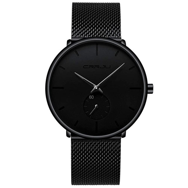 Mens Watches Ultra-Thin Minimalist Waterproof - Fashion Wrist Watch for Men Unisex Dress with Stainless Steel Mesh Band