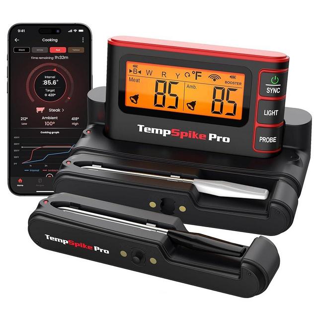 TempSpike Bluetooth Wireless Meat Thermometer Digital,WiFi Unlimited Range,Detachable Thiner Meat Probe & Standalone Base,1050°F Heat Resistance,Food Thermometer for Cooking Grilling BBQ Gifts for Men