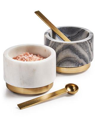 Modern Marble Condiment Bowls, Set of 2