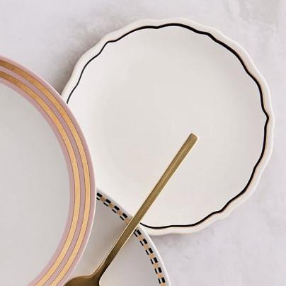 Fishs Eddy Metallic Gilded Stoneware Dessert Plate, Set of 4