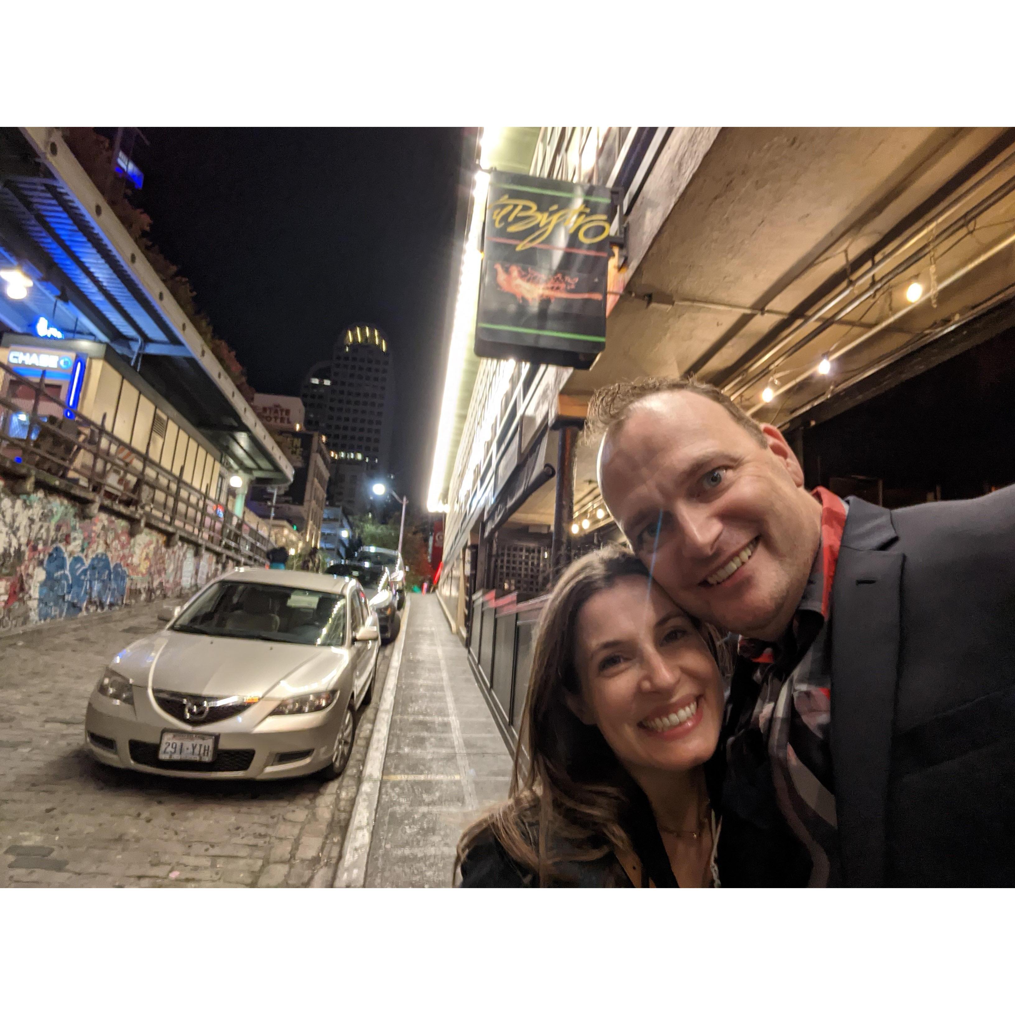 Dinner at an Italian bistro in Pike Place Market after the proposal