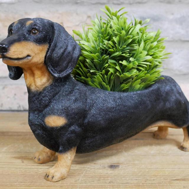 Dachshund shaped planter indoor home decor or garden patio ornament, great Sausage Dog lover gift