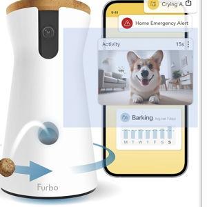 Furbo 360° Dog Camera + Nanny Bundle: Home Security & Dog Safety Alerts, Rotating Pet Treat Dispenser Camera with Speaker, Smart Home Indoor Cam w Phone App (Additional Subscription Required at Setup)