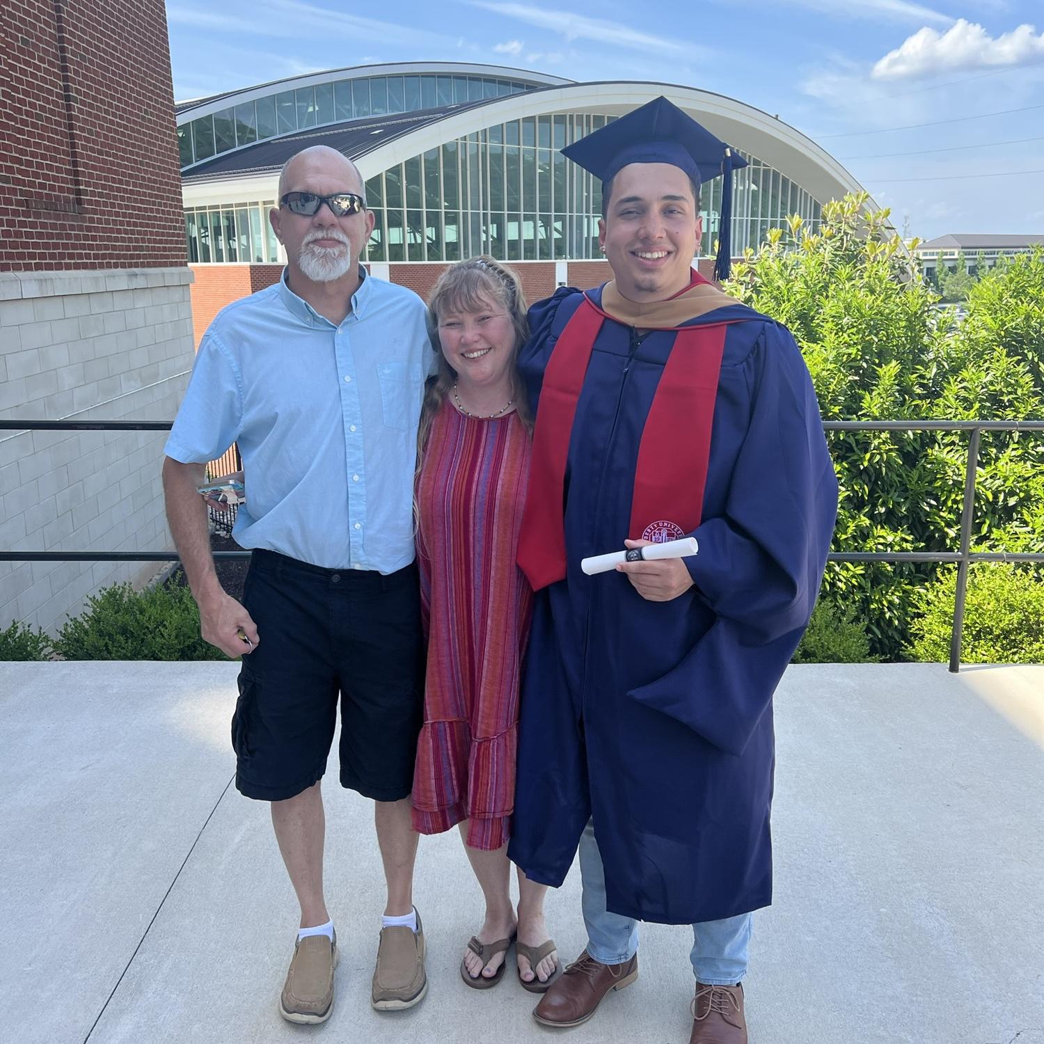 Cameron with his mom, Belynda, and his step-dad, Frank