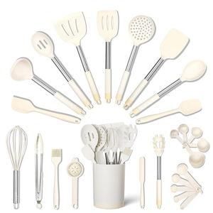 SMIRLY Kitchen Utensils Set, 26PCS Silicone Cooking Utensils Set, Spatula Set with Holder, Stainless Steel Kitchen Gadgets for Home and Kitchen