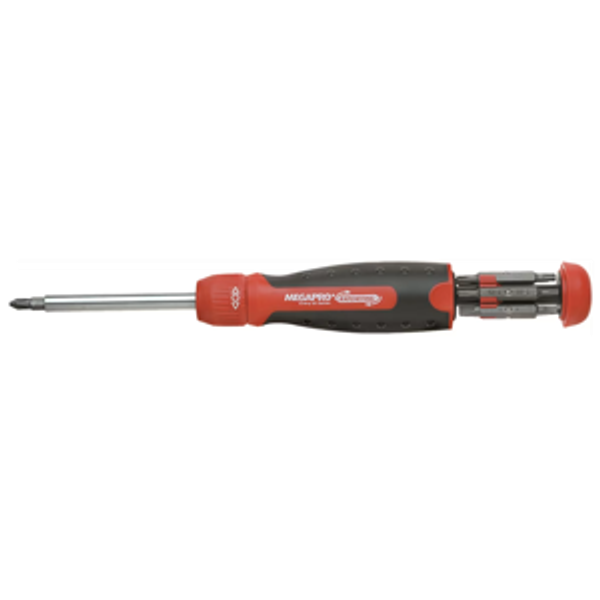 Ratcheting Screwdriver - 13-in-1 Multi Bit Screw Driver w/ ¼" Hex Shaft for Phillips, Star, Flat, Square Bit - Ratchet Screwdriver w/Retractable Cartridge - Multi Screwdriver