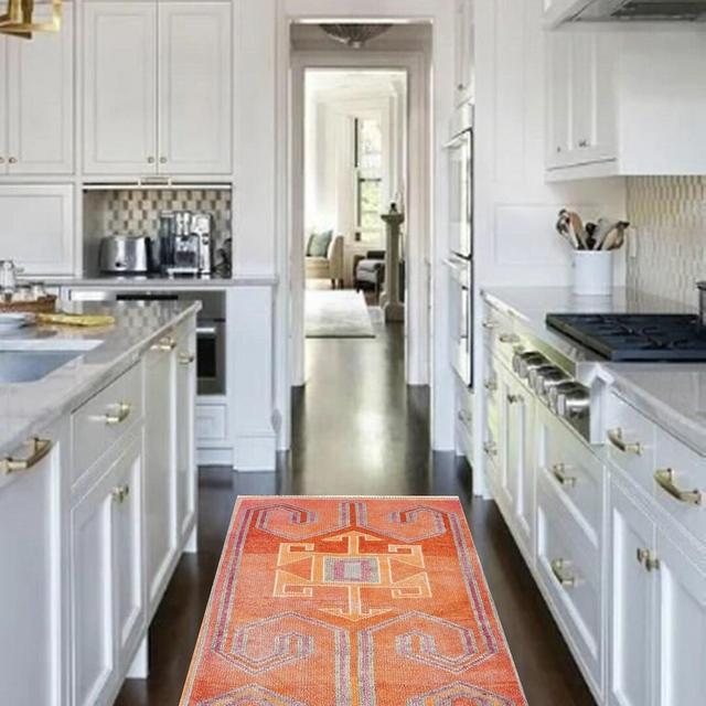3x7 Runner Rug, 3x7 Turkish Runner Rug, Vintage Hallway Runner, 3x7 Turkish Runner, Handmade Wool Copper Pink Kitchen Rug, 3x7 Rug