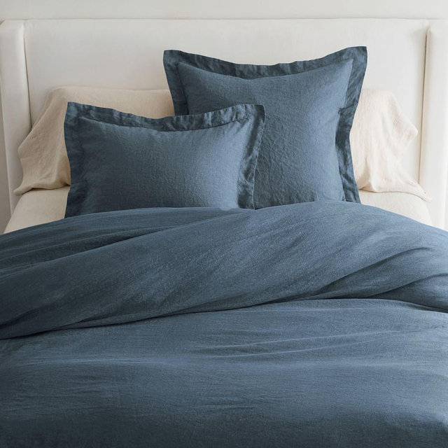 Belgian Flax Linen Duvet, Denim, Full/Queen