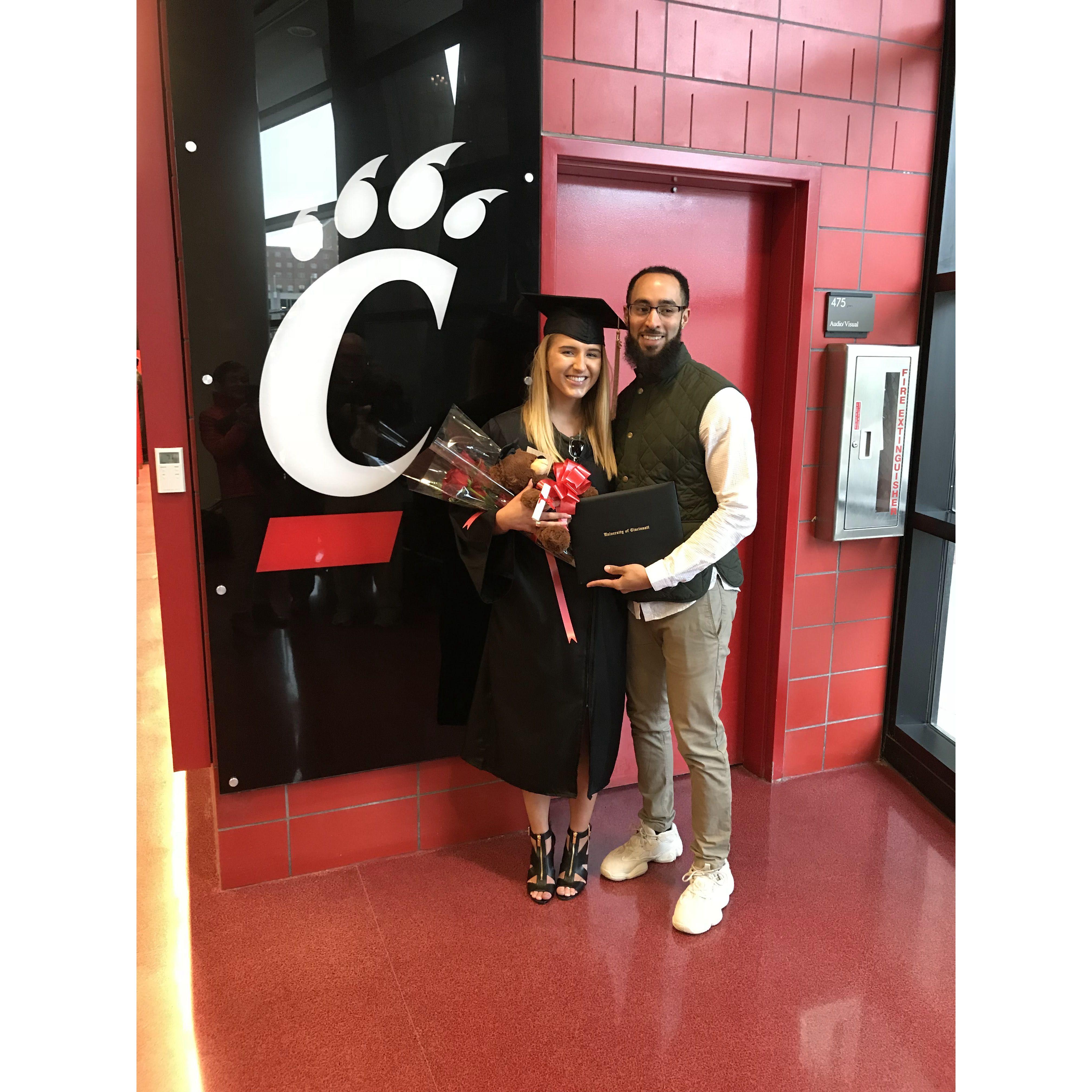 Kenzy graduates from UC in Spring 2018.