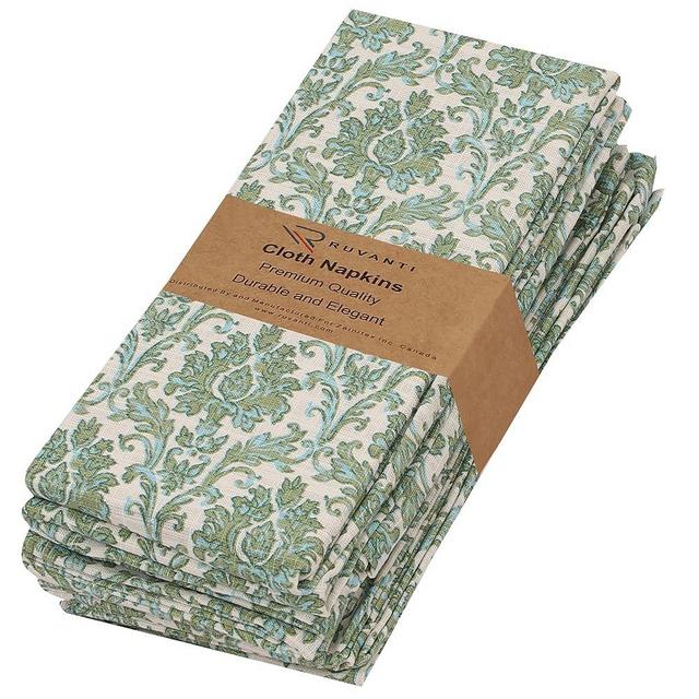 Ruvanti Cloth Napkins Set of 6 Cotton 100%, 18x18 Inches Napkins Cloth Washable, Soft, Absorbent. Cotton Napkins for Parties, Christmas, Thanksgiving, Weddings, Dinner Napkins Cloth - Off Toned