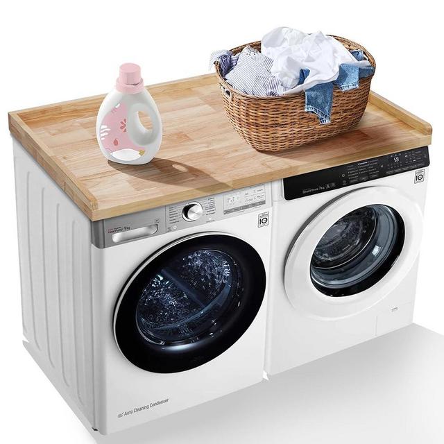 Murago Washer Dryer Countertop, 100% Solid Wood Washer and Dryer Countertop, Clothes Folding Station Topper for Front Load Machines, Fits All Major Brands, Natural(27.5" x 54")