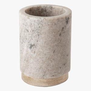 Aude Marble & Wood Toothbrush Holder, Beige