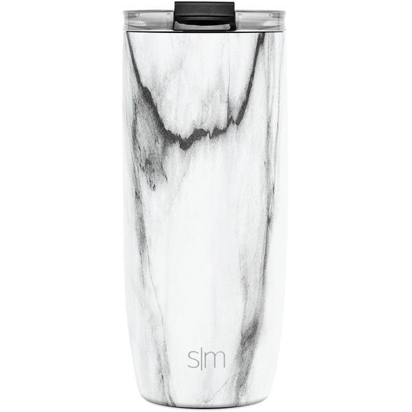 Voyager Travel Mug with Clear Flip Lid & Straw - 20oz (Carrara Marble)