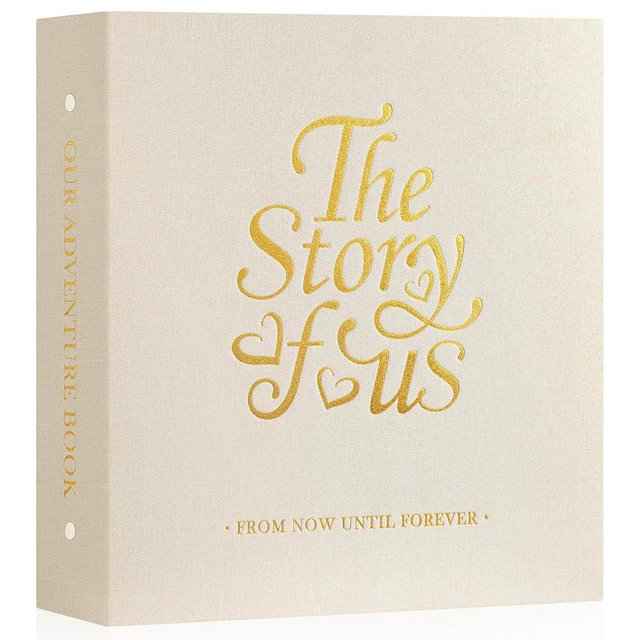 Lanpn Couple Photo Album 4x6 600 Pockets - The Story of Us, Linen Large Wedding Anniversary Picture Albums Book Horizontal Vertical Photo for Newlywed Engagement Love Stories Valentine's Day (Beige)
