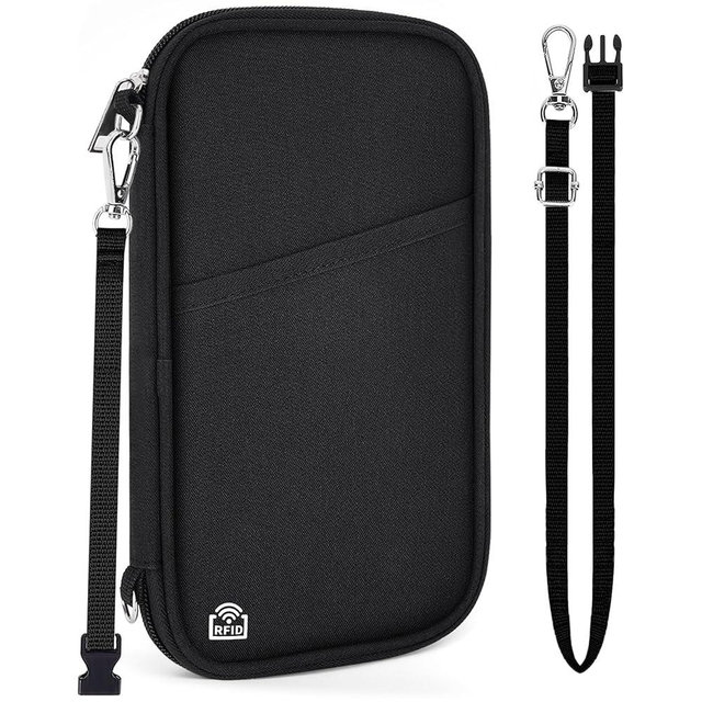 Magimack Family Passport Holder for Travel, RFID Blocking Travel Document Organizer with Flexible Carrying Style, Portable Passport Wallet and Essentials for Travel (Black)
