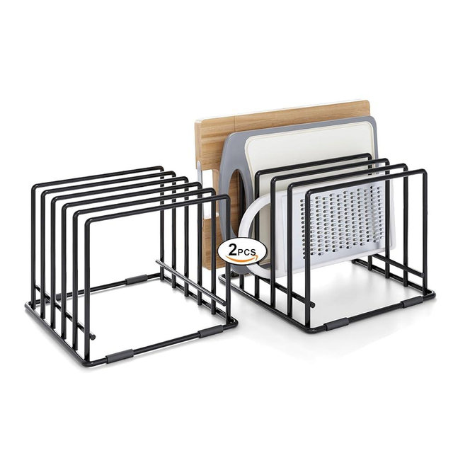 Veepus 2-pack 5-slot baking storage scratch-resistant cookie tray organizer with anti-slip frame for kitchen cabinet - portable and dust-resistant