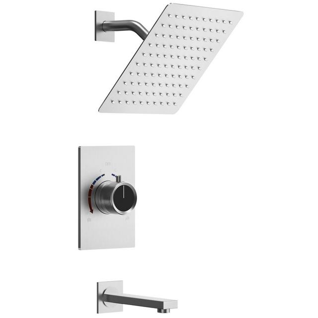 8" Tub and Shower Faucet Valve Included Set Nickel - EVERSTEIN