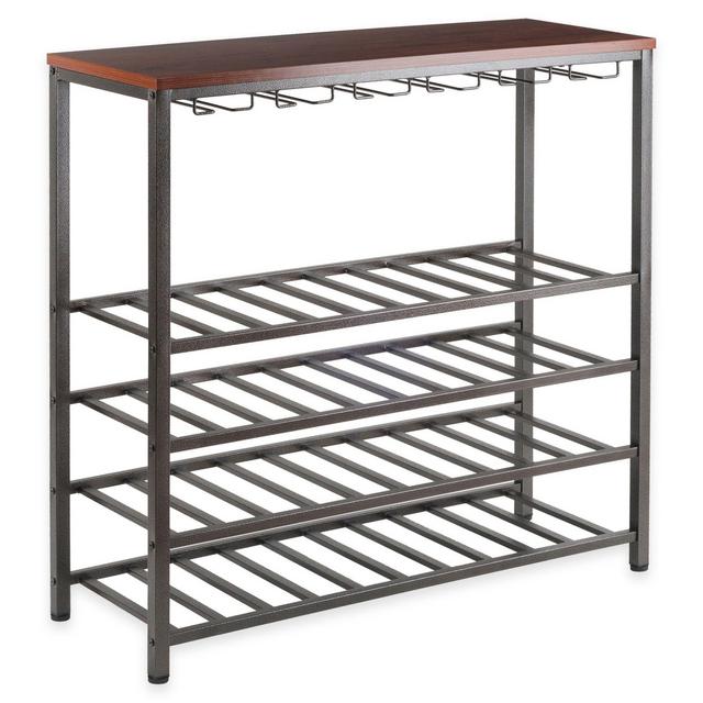 Michelle 40-Bottle Wine Rack with Glass Hanger in Antique Bronze