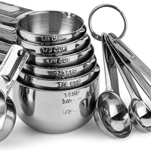 Hudson Essentials Stainless Steel Measuring Cups and Spoons Set (11 Piece Set)