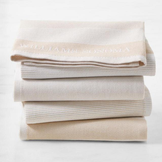Williams Sonoma Logo Stripe Towels, Set of 4, Khaki