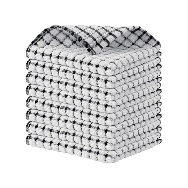 Kitinjoy Cotton 8 Pack Terry Kitchen Dish Cloths, 12 x 12 Inches Super Soft and Absorbent Dish Rags, Quick Drying Dish Towels for Washing Dishes, Black