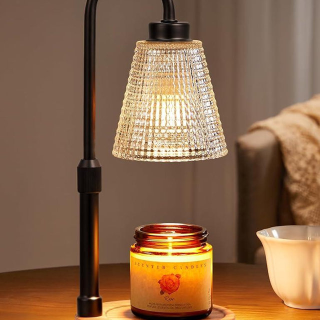Innqoo Rustic Candle Warmer Lamp with Timer, Dimmable Candle Warmer for Jar Candles, Height Adjustable Wax Melts Warmer, Birthday Gifts for Women Mom, House Warming Gifts New Home Decor