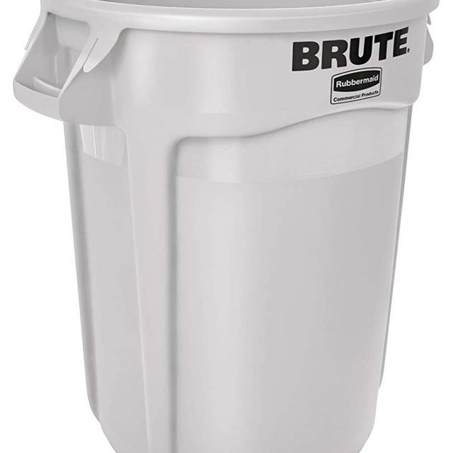 Rubbermaid Commercial Products FG263200WHT BRUTE Heavy-Duty Round Trash/Garbage Can, 32-Gallon, White