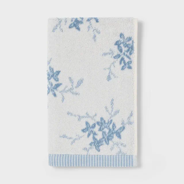 Botanical Floral Dorm Decorative Hand Towel Blue - Threshold™