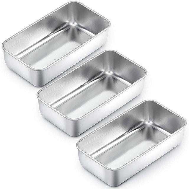 TeamFar Loaf Pan Set of 3, 9¼" × 5" Bread Loaf Pans Meatloaf Pan Stainless Steel for Baking Bread Cake Toast, Healthy & Solid, Stackable & Easy Clean, Oven & Dishwasher Safe