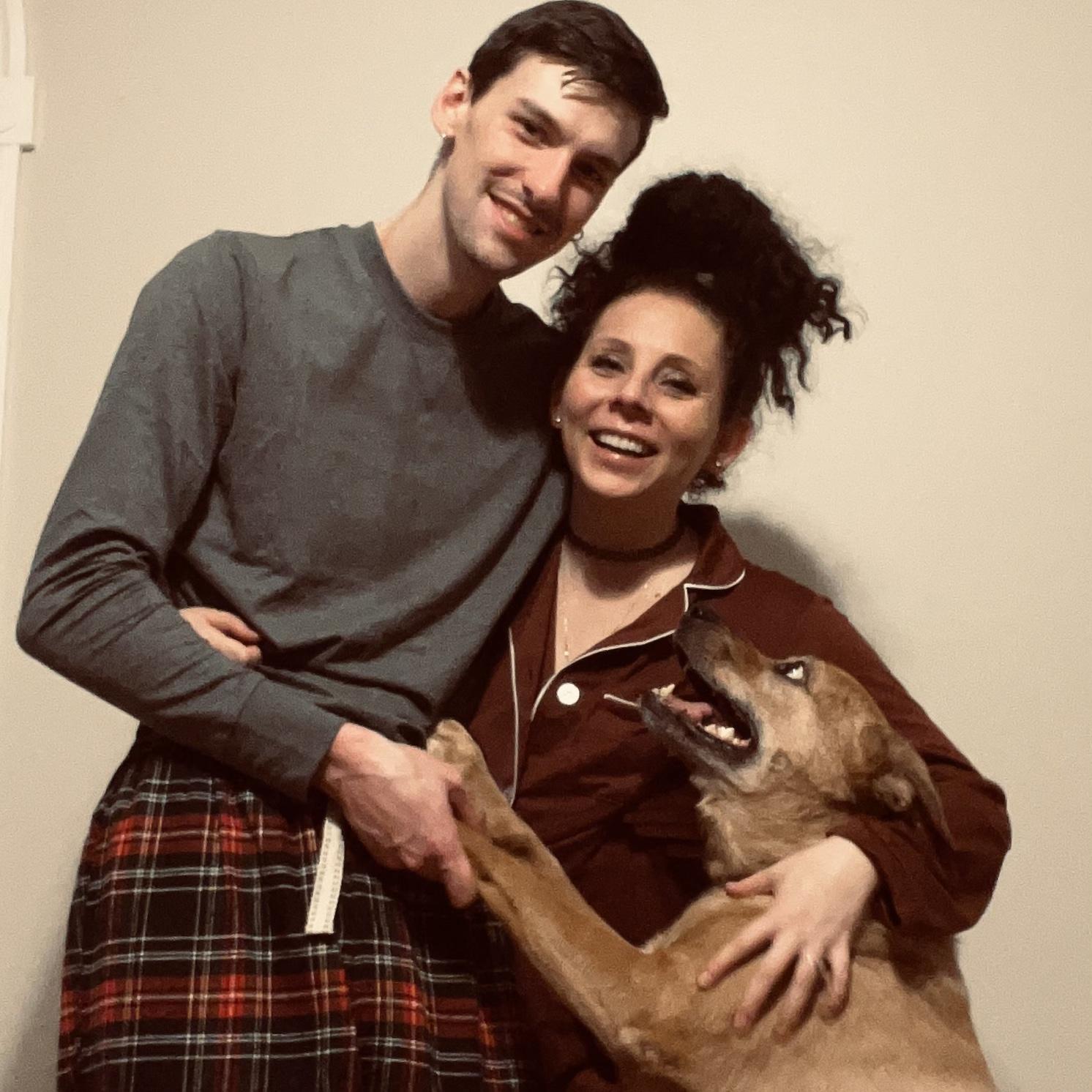 Our family Christmas photo right before Maggie got sprayed by a skunk!