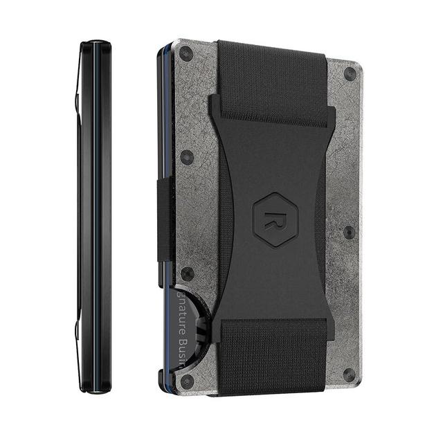 The Ridge wallets for men - The Ultimate RFID Wallet for Modern Dads - Slim, Stylish, and RFID Blocking - Titanium Card & Cash Strap Wallet (Stonewashed Titanium)