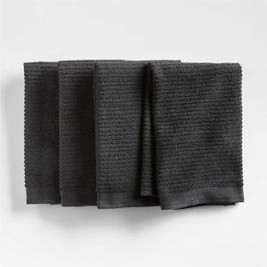 Ribbed Bar Mop Grey Organic Cotton Kitchen Towels, Set of 4 + Reviews | Crate & Barrel