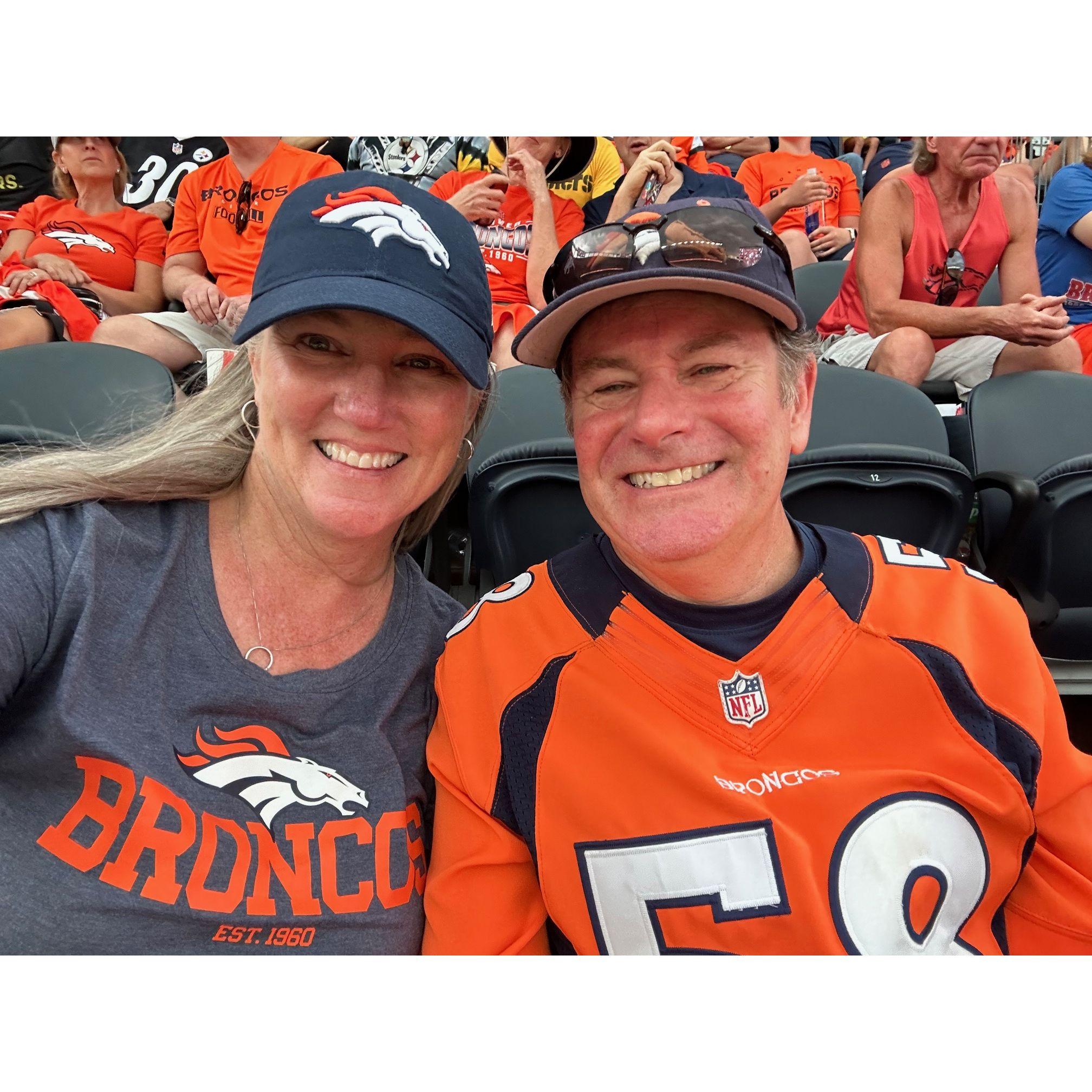 The only time Sabrina wears Broncos garb is when they are not playing the Seahawks!