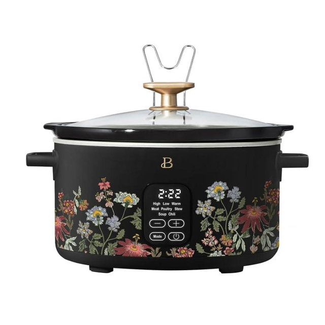 Beautiful 6 Qt Programmable Slow Cooker~ Wildflower Black Sesame by Drew Barrymore